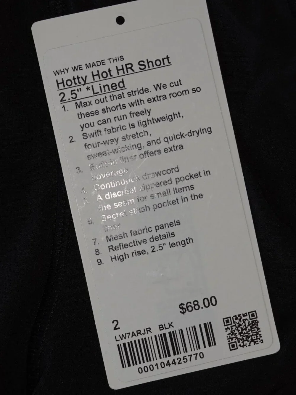 Women's Size 2 Lululemon Hotty Hot High-Rise Lined Short 2.5